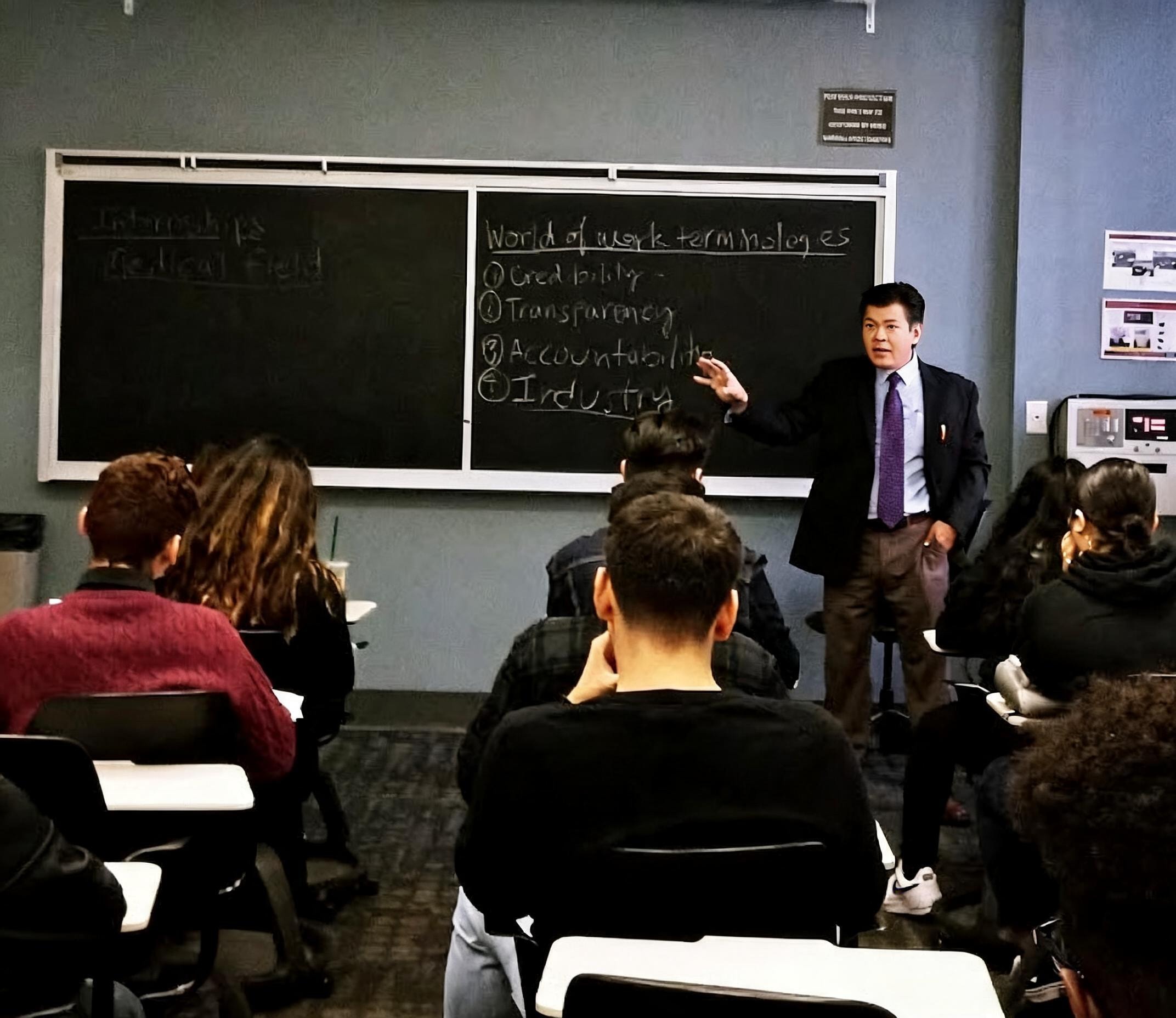 Classroom Career Day — Guillermo presenting World of Work terminologies to students